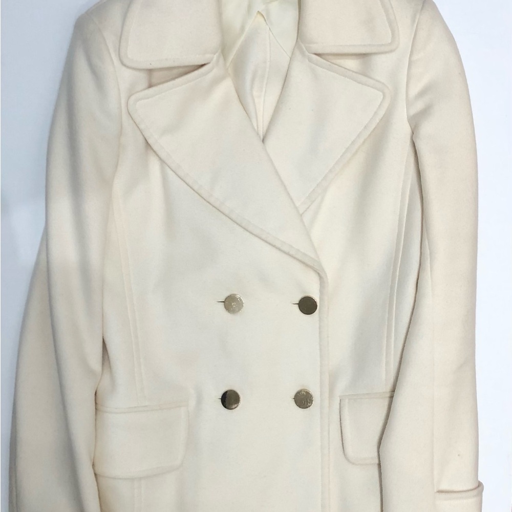 The Row Cream Double-Breasted Wool Pea Coat